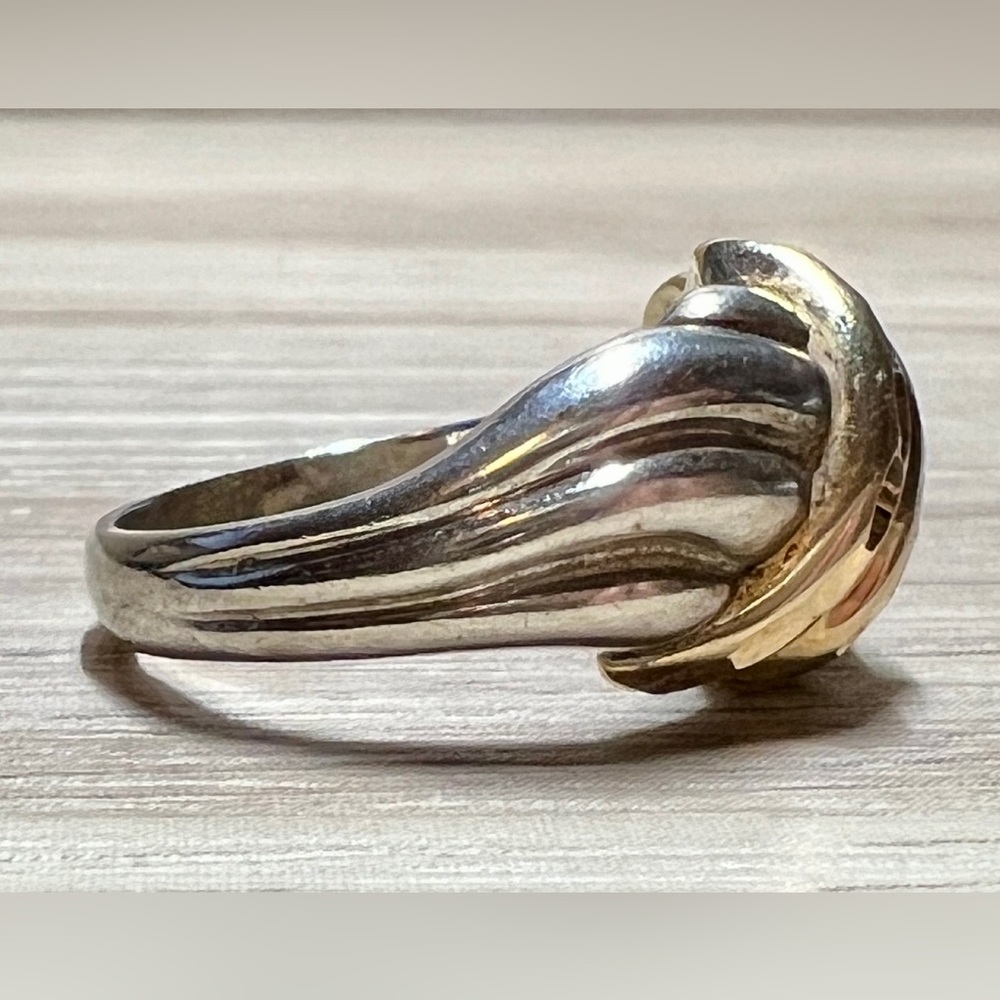 Designer Michael Anthony Sterling Silver & 14K Gold Diamond Cut Band Ring,Size 6 - Picture 5 of 10